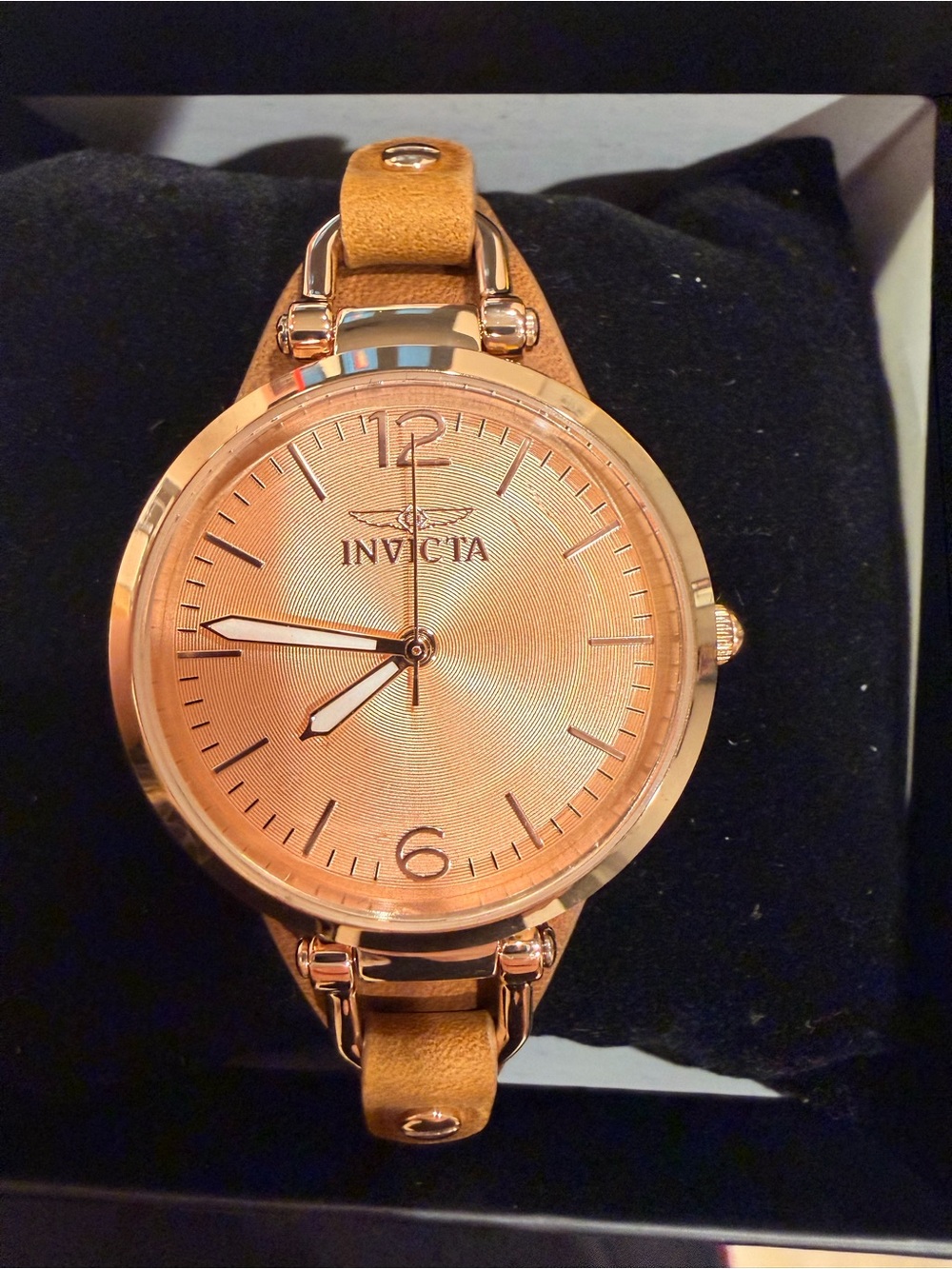 Invicta Rose Gold Dial with Tan Leather Strap Watch